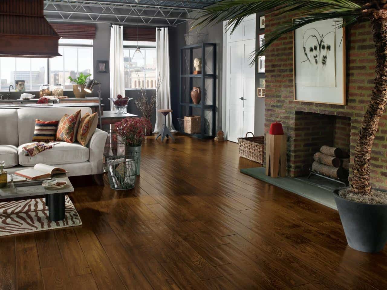 dark wooden floor living room ideas
