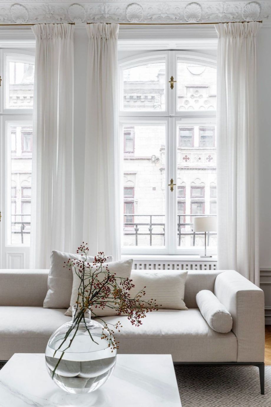 Living Room with White Curtains