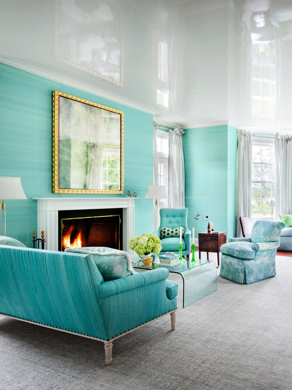 Turquoise Living Room Design