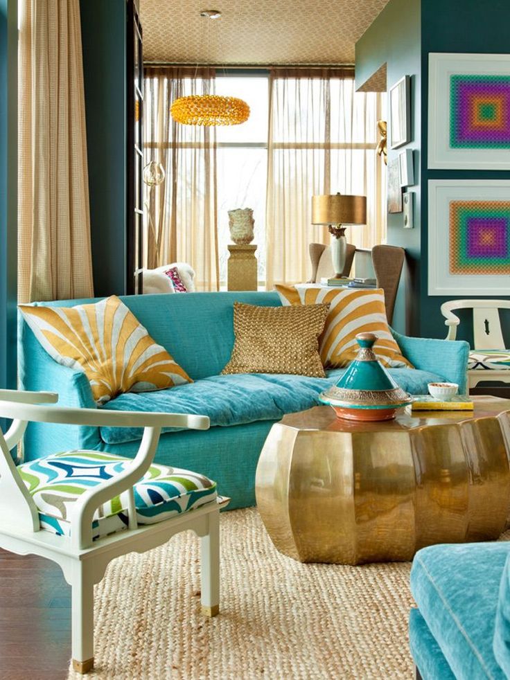 Turquoise Living Room Design